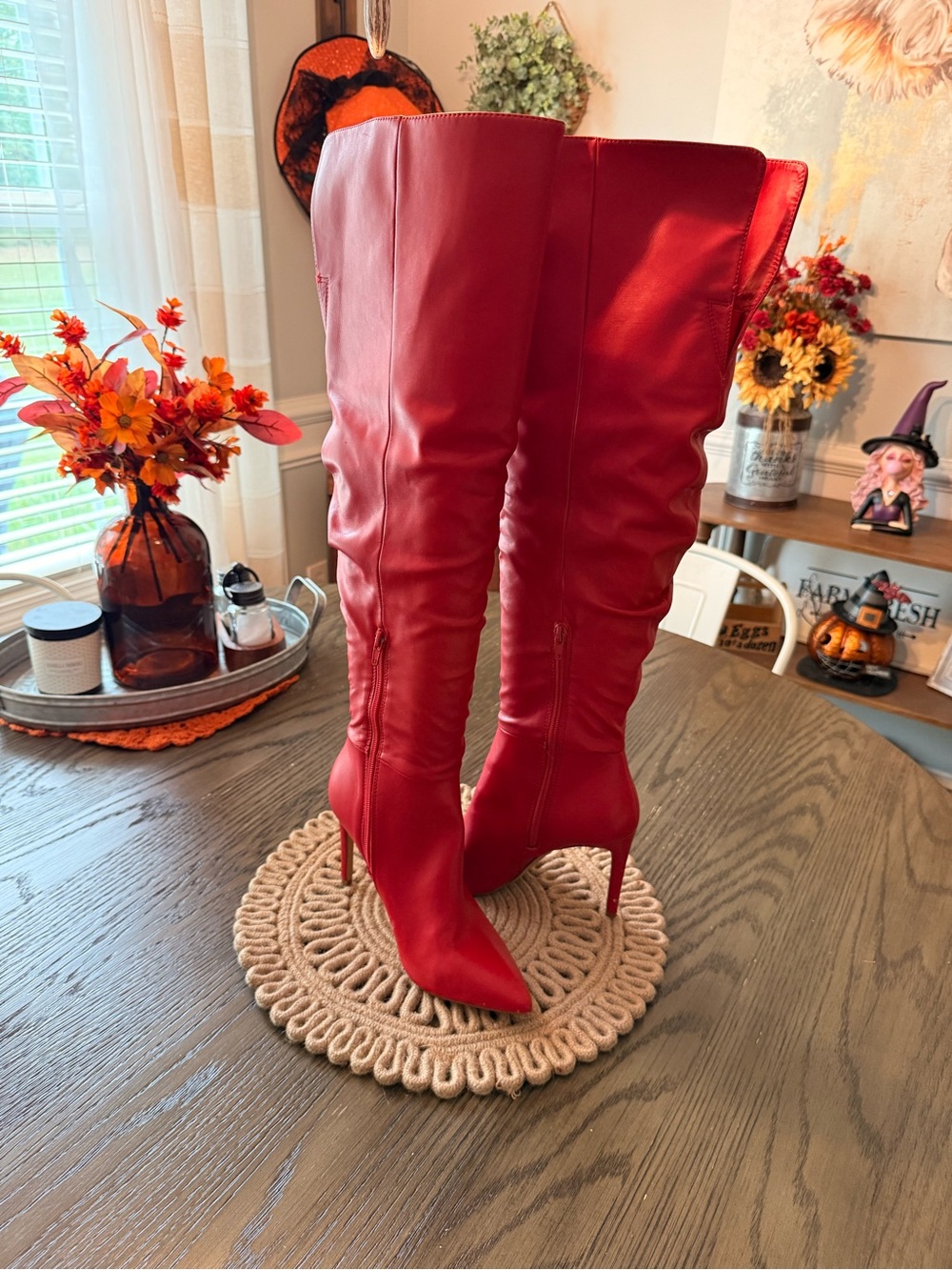 INC International Concepts Women's Red Iyonna Over-The-Knee Slouch Boots Sz 8